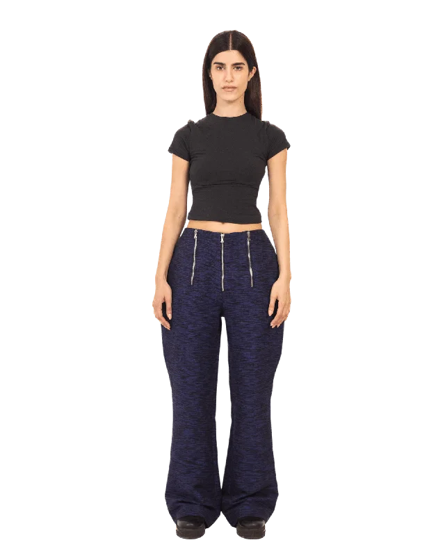 BLUE KHADDAR ZIPPER PANTS