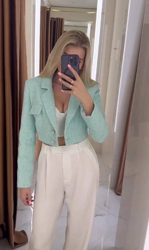 Gabrielle Cropped Bouclé Blazer