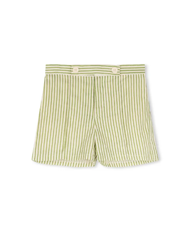 Button Placket Striped Shorts