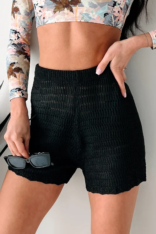 Sunny Disposition Crochet Knit Shorts (Black)