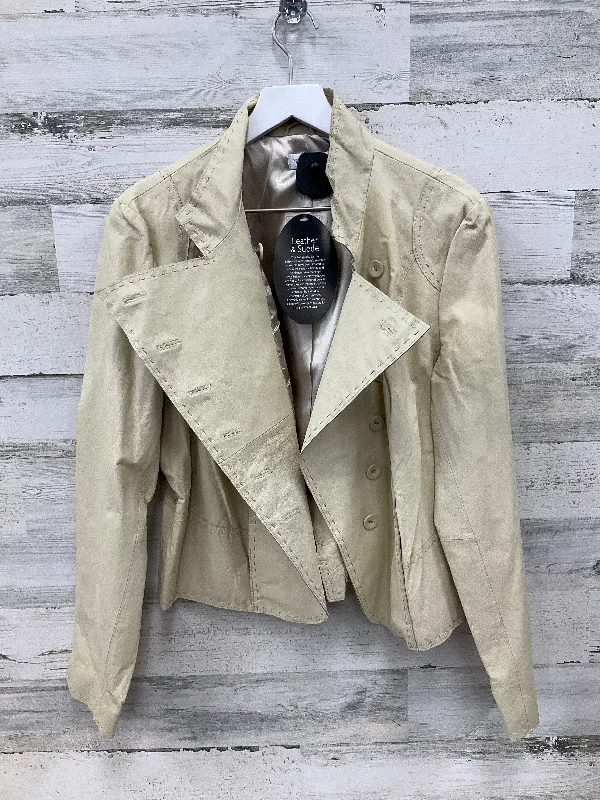 Jacket Moto Leather By Newport News In Cream, Size: 1x