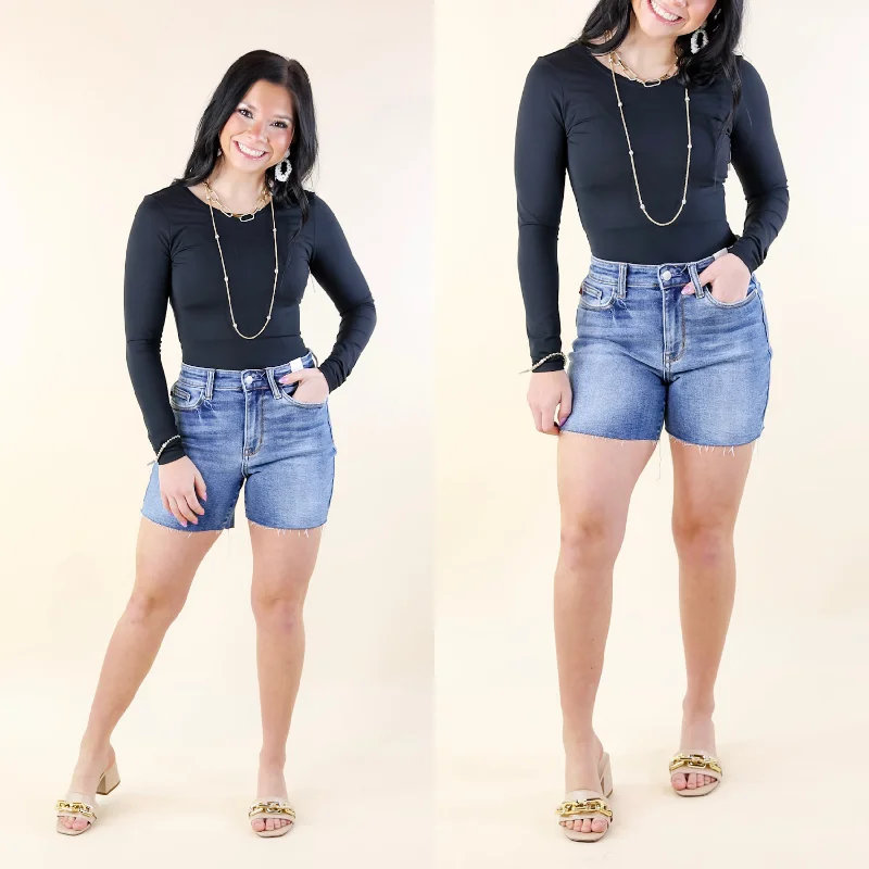 Judy Blue | By Popular Demand Mid Thigh Cut Off Hem Shorts in Light Wash