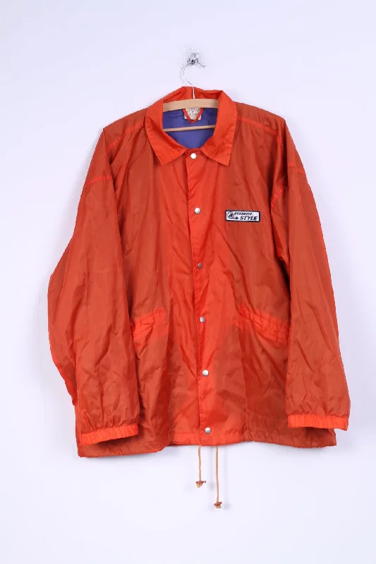 Authentic Style Mens M  Jacket Nylon Waterproof Nylon Orange