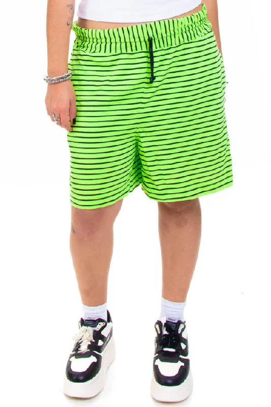 Vintage 80's Electric Green Stripe Shorts - M/L/XL