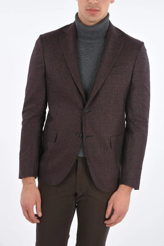 Corneliani CC COLLECTION SPORTSWEAR Mini Check Blazer with Flap Pockets