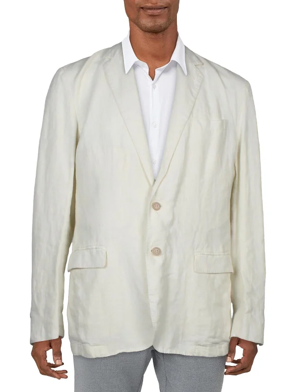 Mens Linen Work Wear Two-Button Blazer