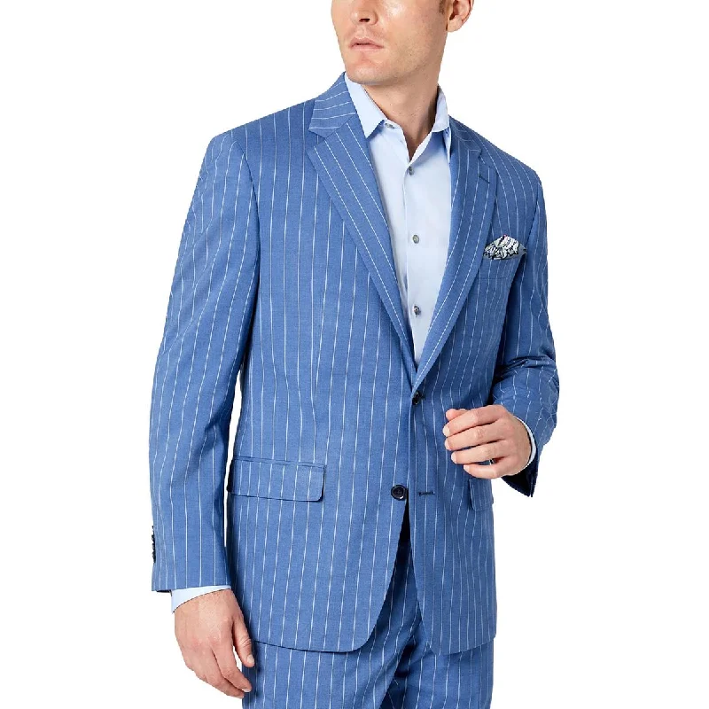 Mens Pinstripe Suit Separate Two-Button Blazer