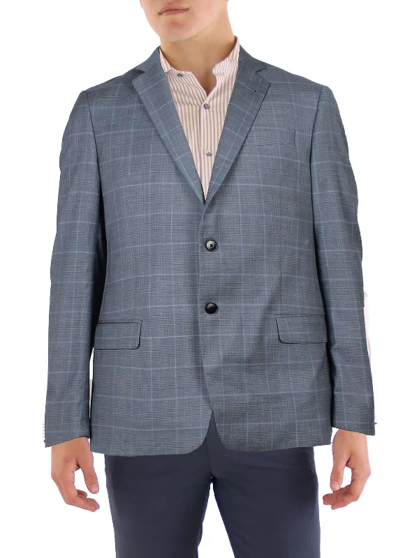 Mens Wool Blend Suit Separate Two-Button Blazer