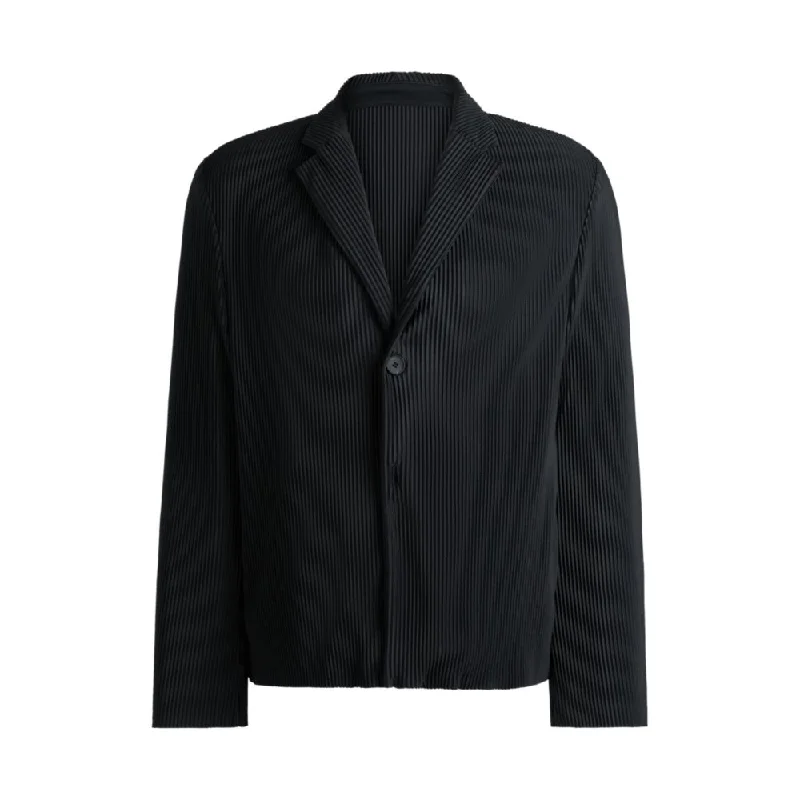 Modern-fit jacket in jersey with pliss pleats