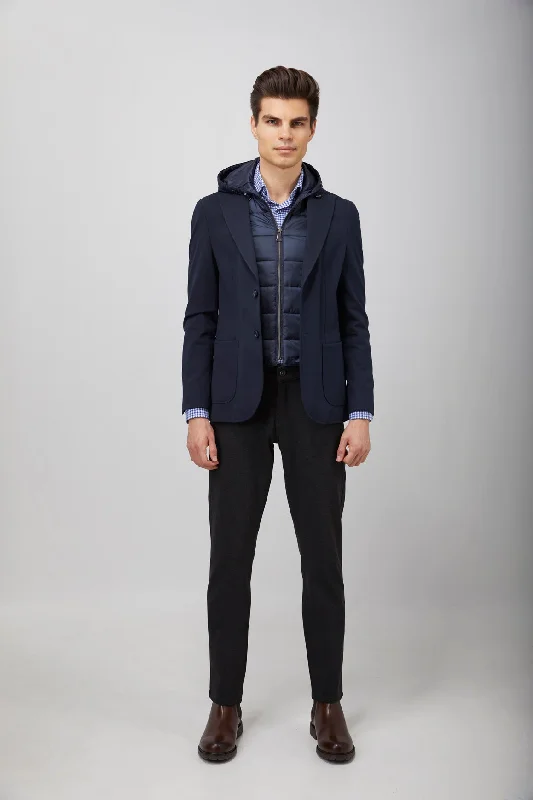 Navy Puffer Hood Sportcoat