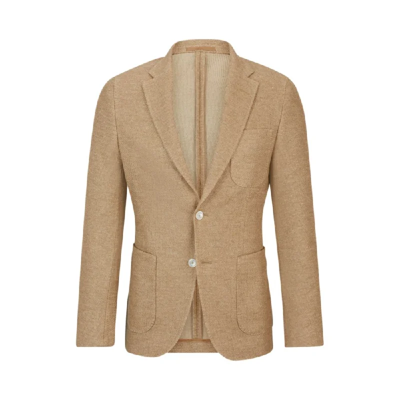 Slim-fit jacket in micro-patterned linen and cotton