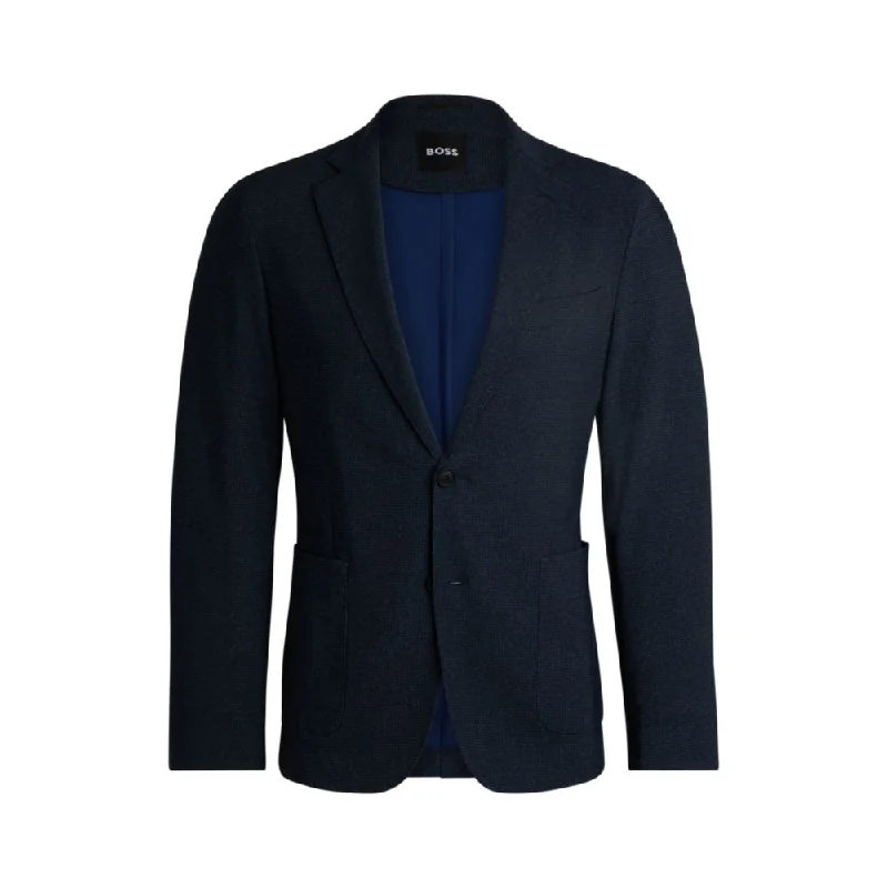 Slim-fit jacket in micro-patterned performance-stretch fabric