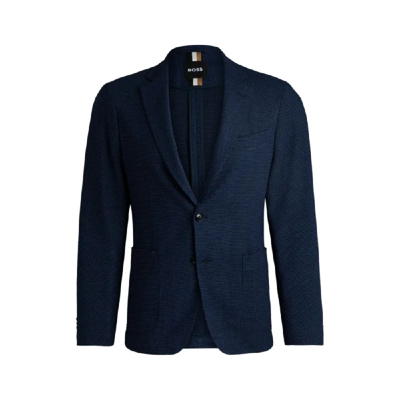 Slim-fit jacket in micro-patterned stretch cloth