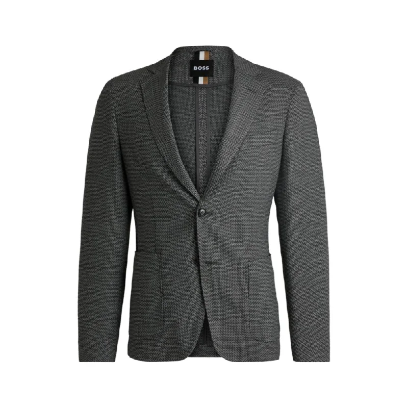 Slim-fit jacket in micro-patterned stretch cloth