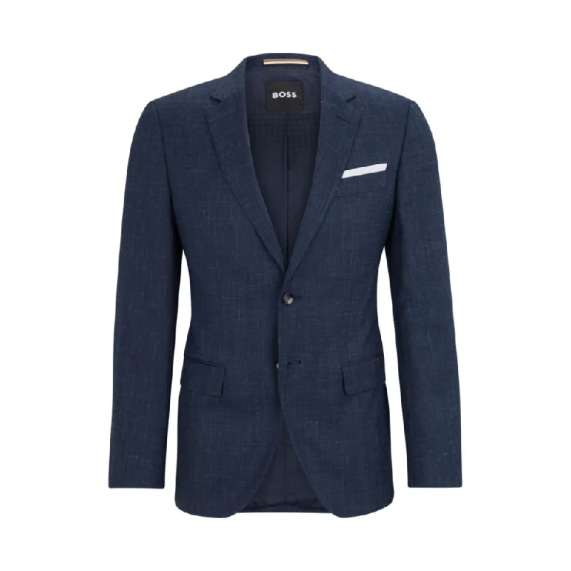 Slim-fit jacket in virgin wool and linen