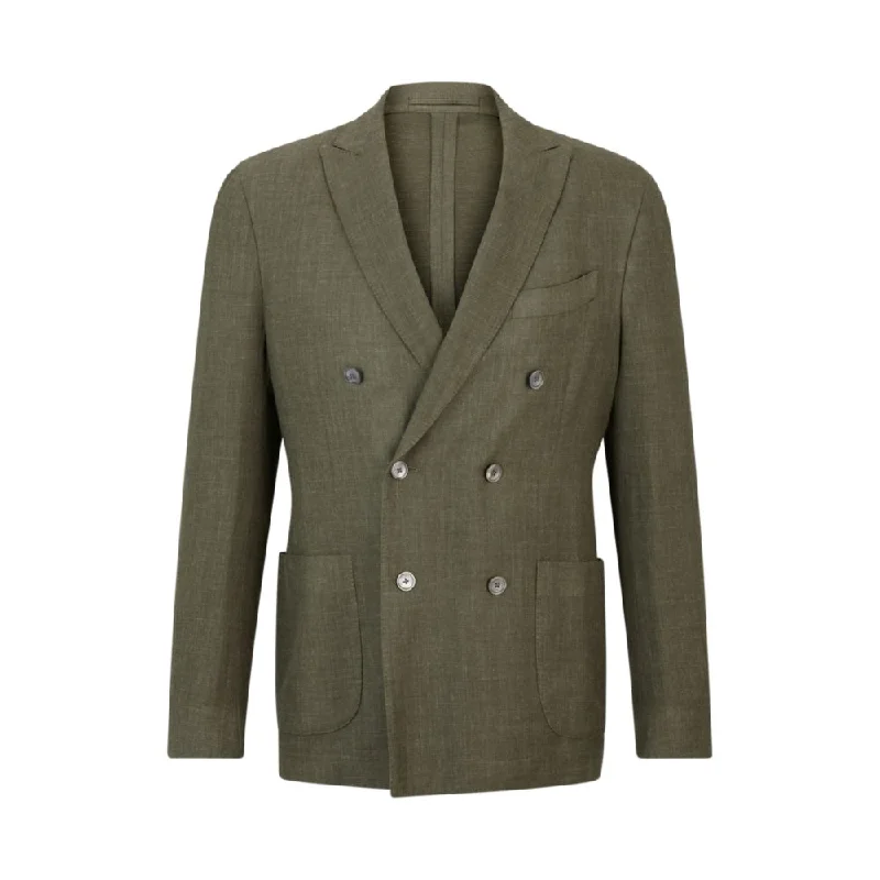 Slim-fit jacket in wool, silk and linen